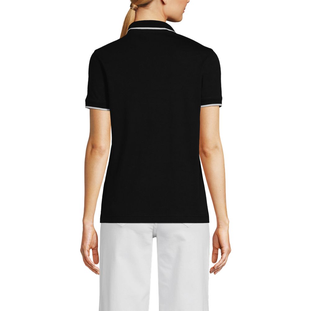 Women's Supima Short Sleeve Tipped Johnny Collar Polo Shirt