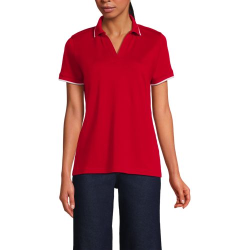 Women's Supima Short Sleeve Tipped Johnny Collar Polo Shirt
