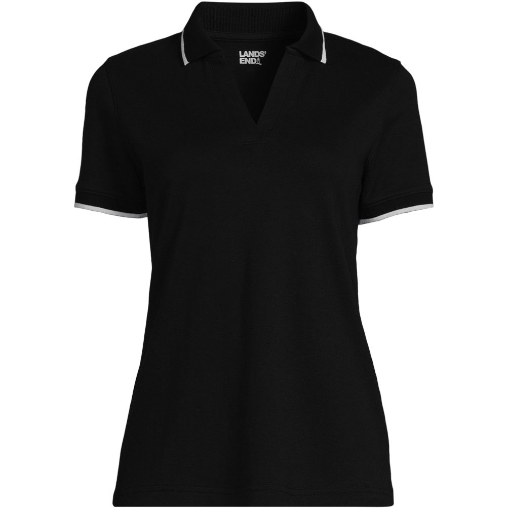 Women's Supima Short Sleeve Tipped Johnny Collar Polo Shirt