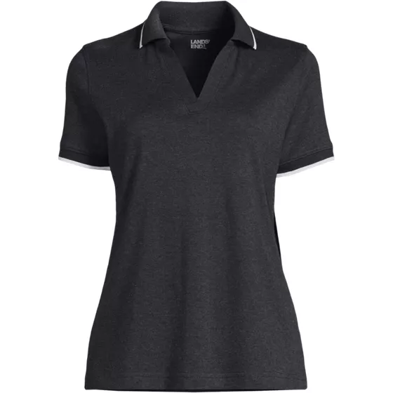 Women's Supima Short Sleeve Tipped Johnny Collar Polo Shirt - primary