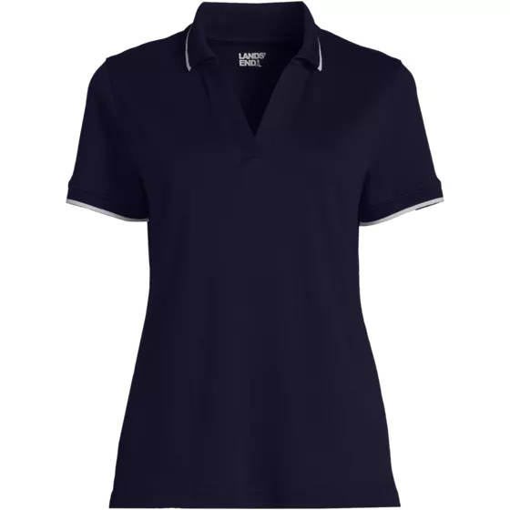 Women's Supima Short Sleeve Tipped Johnny Collar Polo Shirt - primary