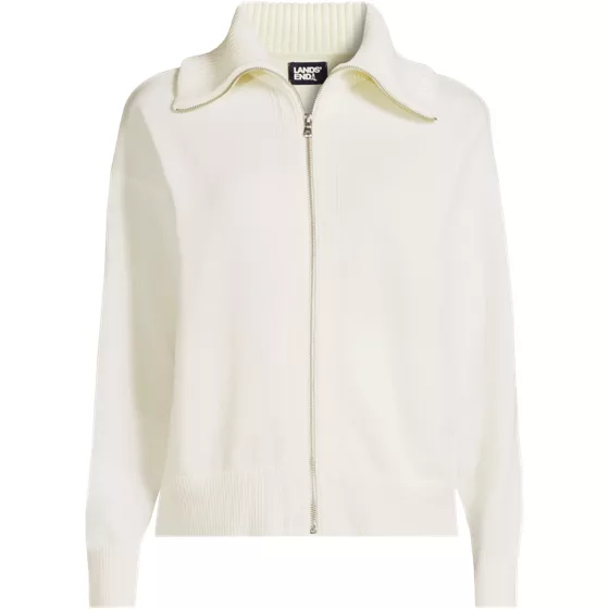 Women's Cotton Modal Long Sleeve Zip Front Cardigan Sweater Jacket - primary