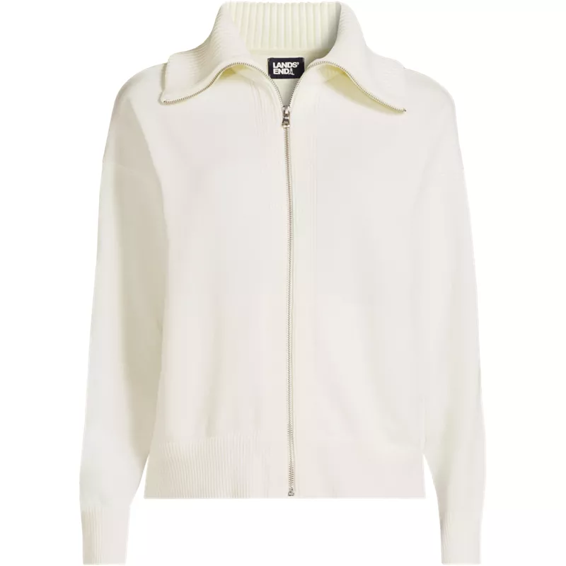 Women's Cotton Modal Long Sleeve Zip Front Cardigan Sweater Jacket, Front