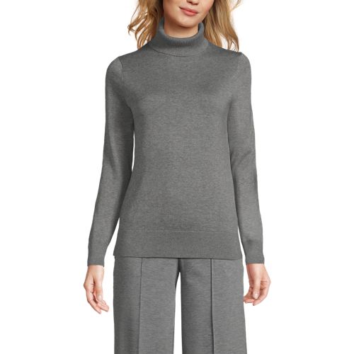 Women s Cotton Modal Long Sleeve Turtleneck Sweater Lands End Business Uniforms