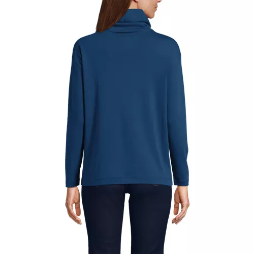 Women's Cotton Polyester Long Sleeve Funnel Neck Shirt, Back