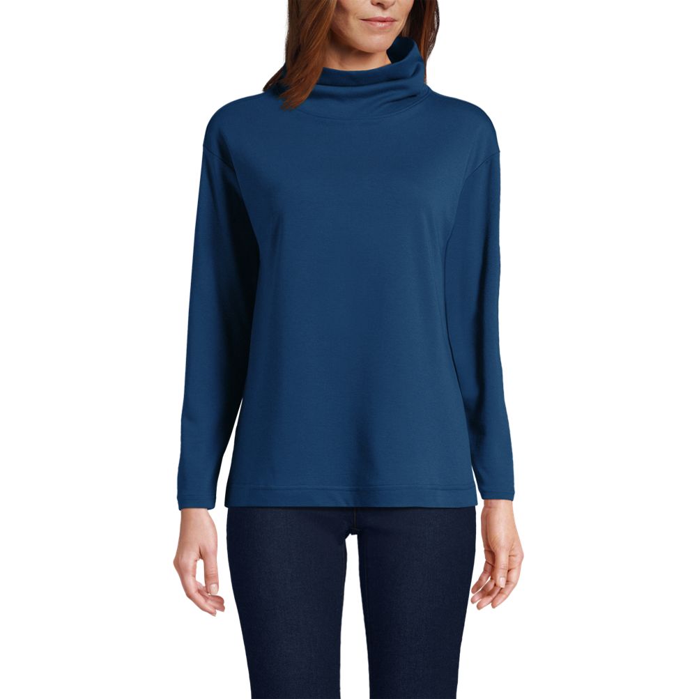 Women's Cotton Polyester Long Sleeve Funnel Neck Shirt