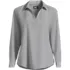 Women's Long Sleeve Polo Collar Popover Crepe Blouse, Front