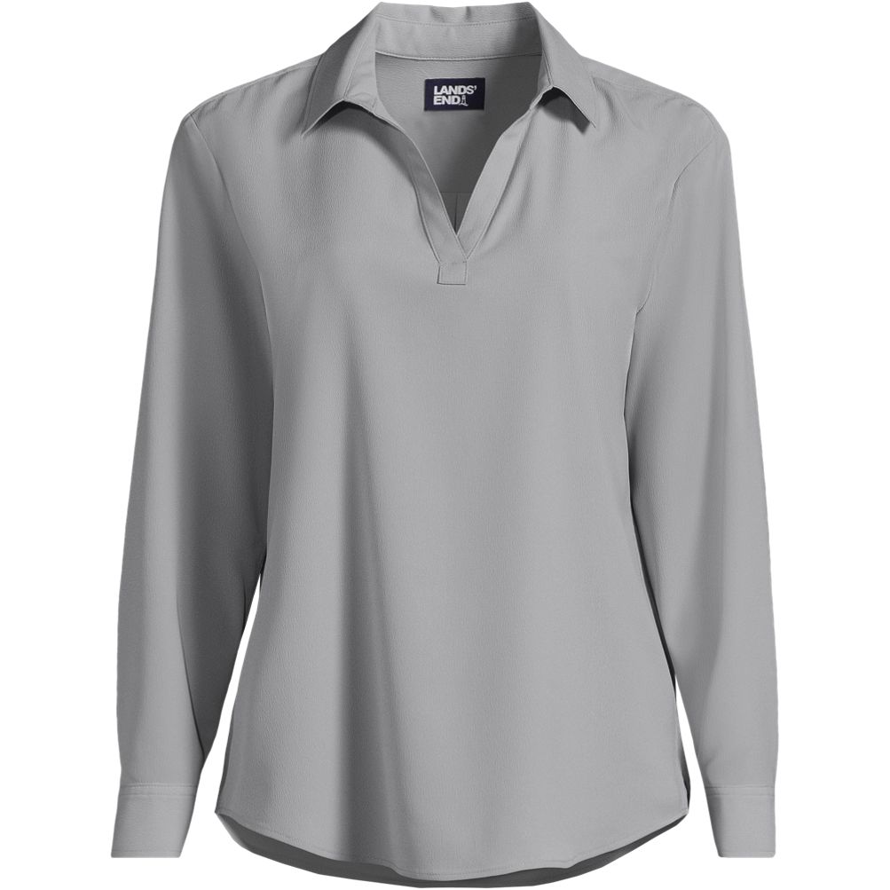 School Uniform Women's Long Sleeve Polo Collar Popover Crepe