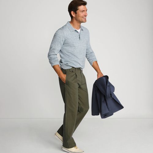 Men's Relaxed Fit Pleated Knockabout Chino Pants | Lands' End
