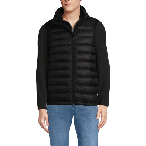  Lands' End Ultraleichte Verstaubare Wanderweight-daunenweste, Herren, Größe:44-46 Regular, Schwarz, Polyester/nylon/daunen, By Lands' End 