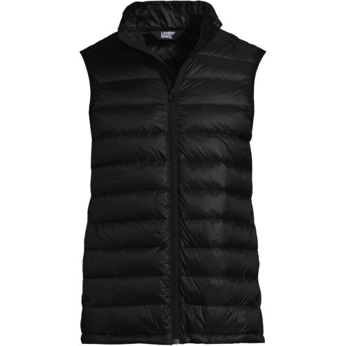 Wanderweight Down Ultralight Packable Gilet, Men, size: M, regular, Black, Polyester/Nylon/Down, by Lands' End