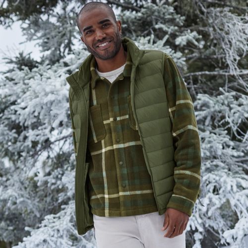 Wanderweight Down Ultralight Packable Gilet, Men, size: S, regular, Green, Polyester/Nylon/Down, by Lands' End