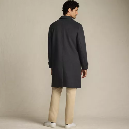 Men's Wool Blend Top Coat, Back