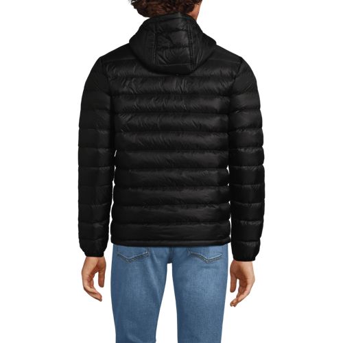  Lands' End Ultraleichte Verstaubare Daunen-kapuzenjacke Wanderweight, Herren, Größe:44-46 Regular, Schwarz, Polyester/nylon, By Lands' End 