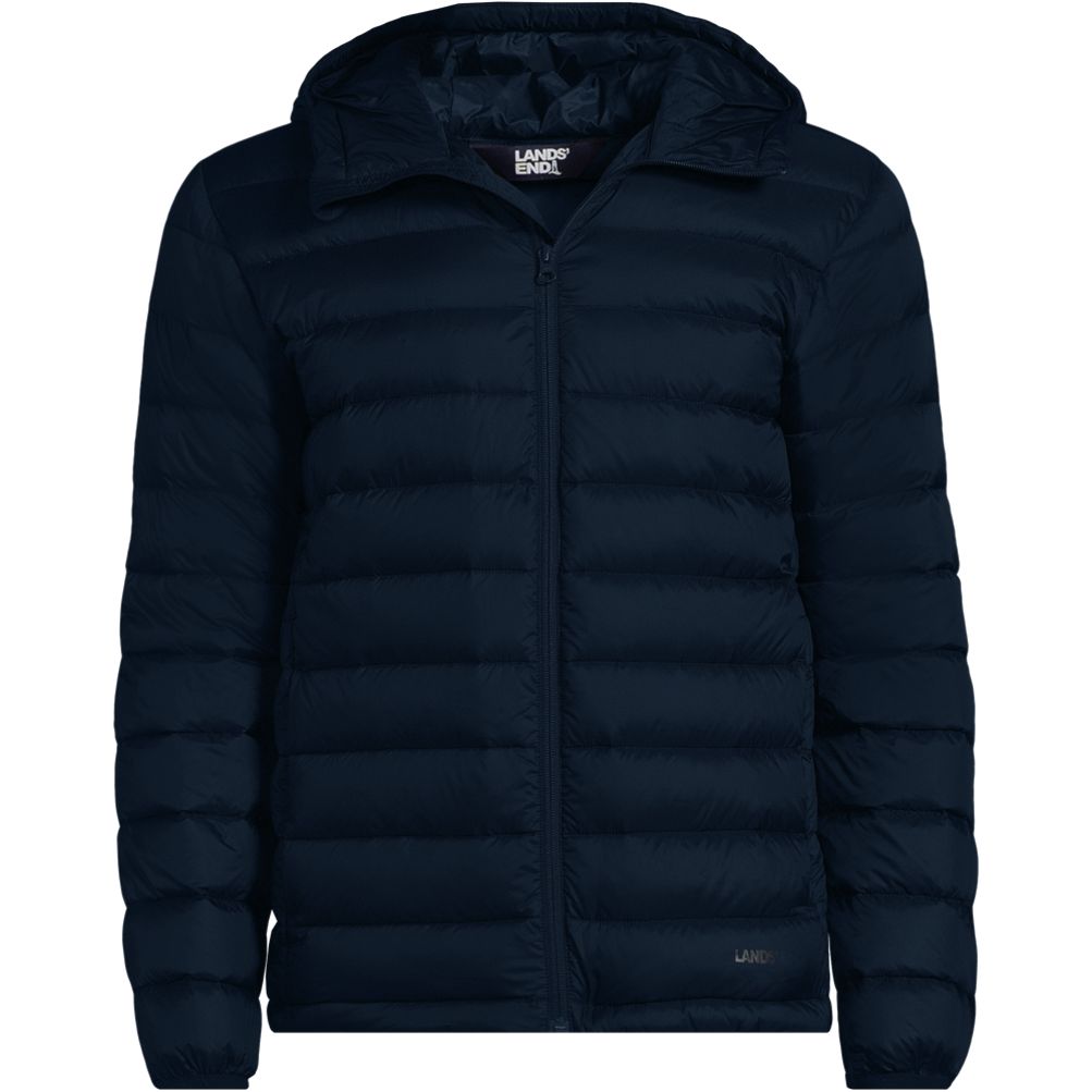 Men's Hooded Wanderweight Packable Down Jacket | Lands' End