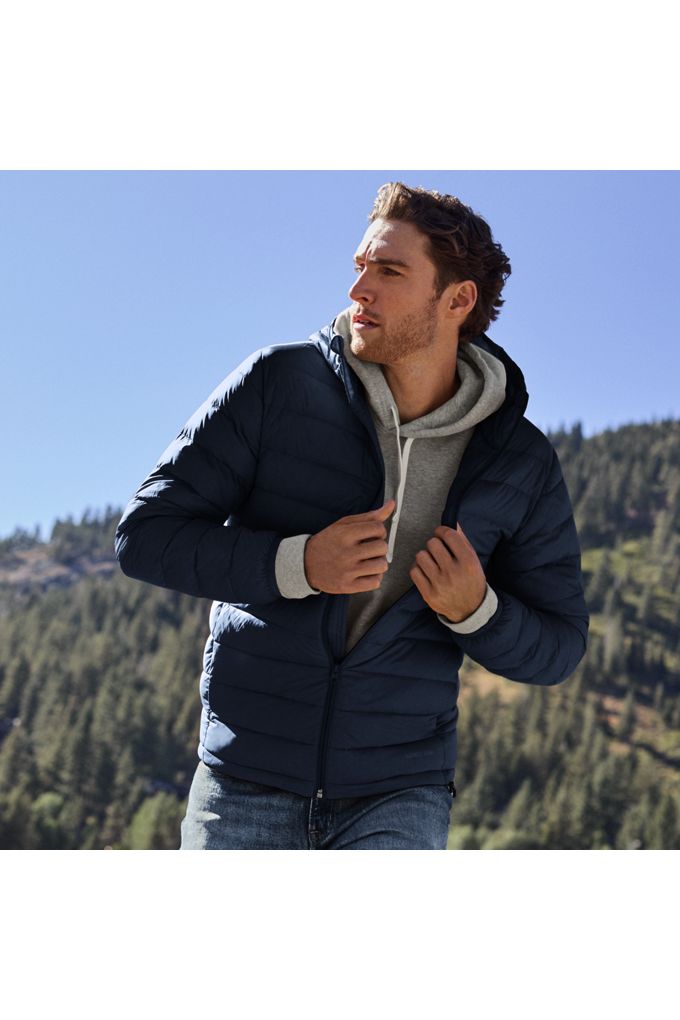 Men's Hooded Wanderweight Packable Down Jacket - Lands' End - Blue - M