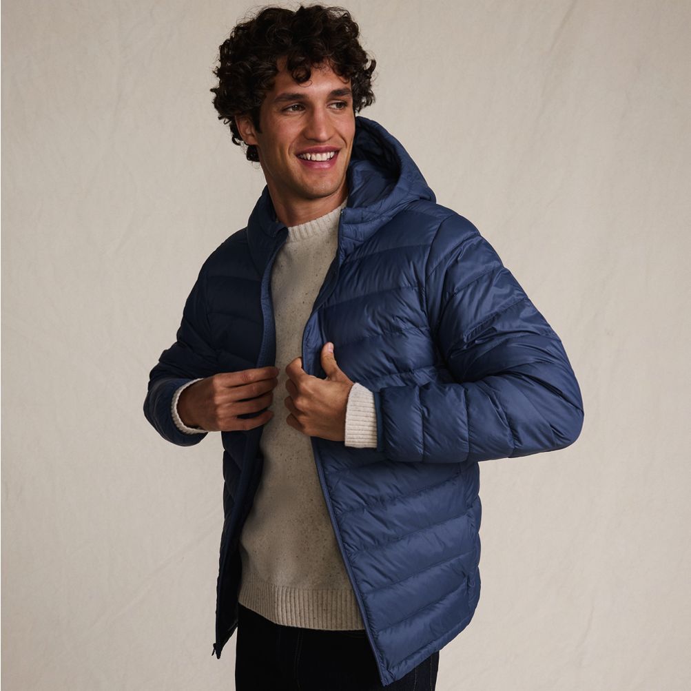 Men's Hooded Wanderweight Packable Down Jacket | Lands' End