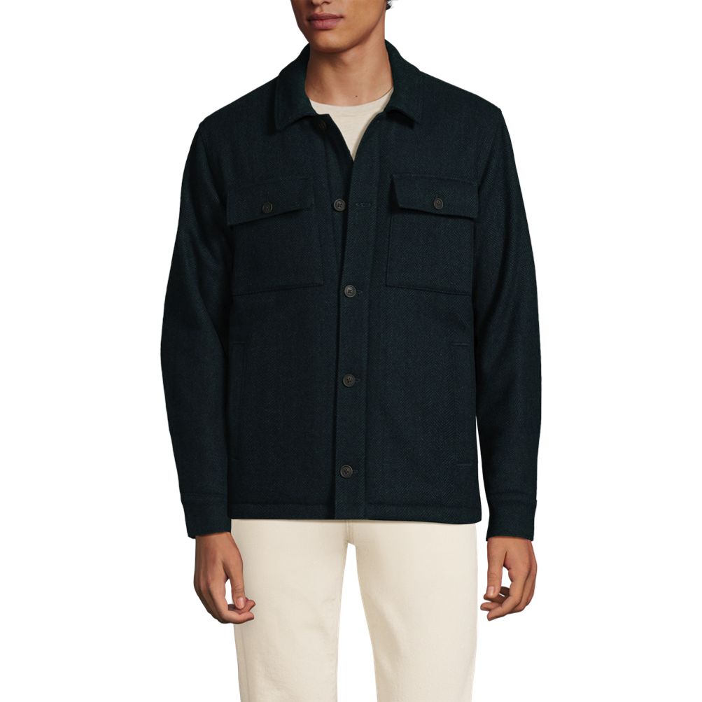 Men's Wool Blend Shirt Jacket | Lands' End