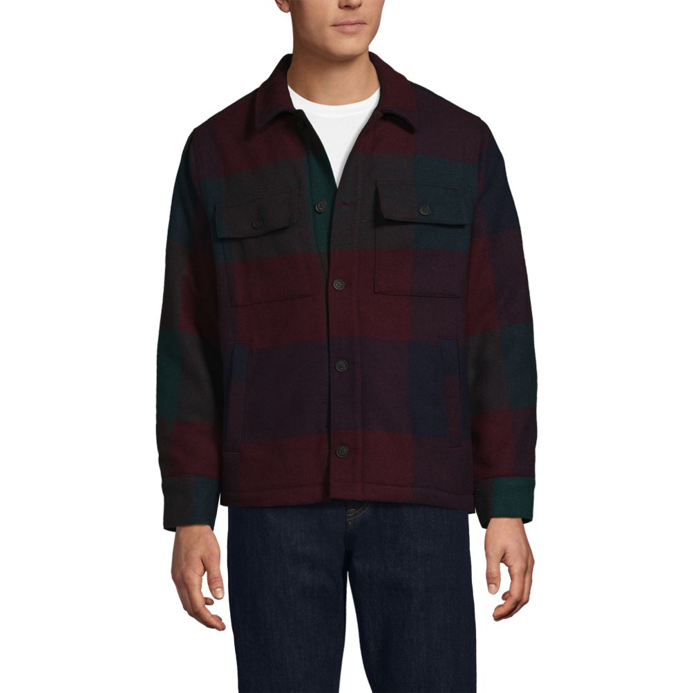 Men's Wool Blend Shirt Jacket | Lands' End