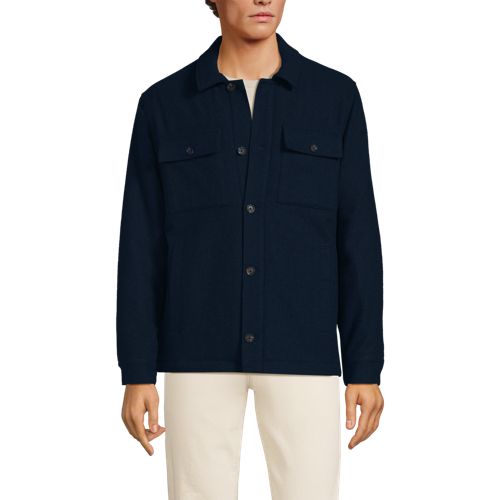  Lands' End Gefütterte Hemdjacke Aus Wollmix, Herren, Größe:56-58 Regular, Blau, Woll-mischung/polyester-mischung, By Lands' End 
