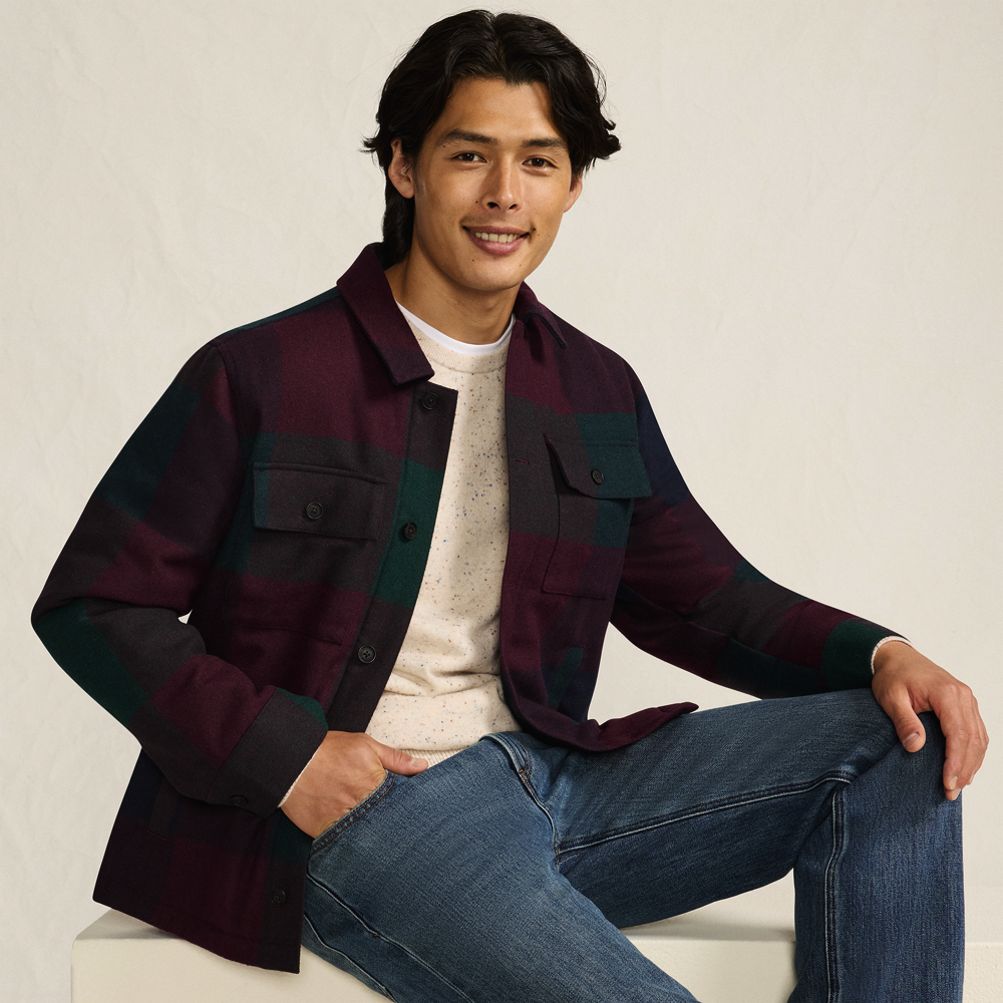 Men's Wool Blend Shirt Jacket | Lands' End