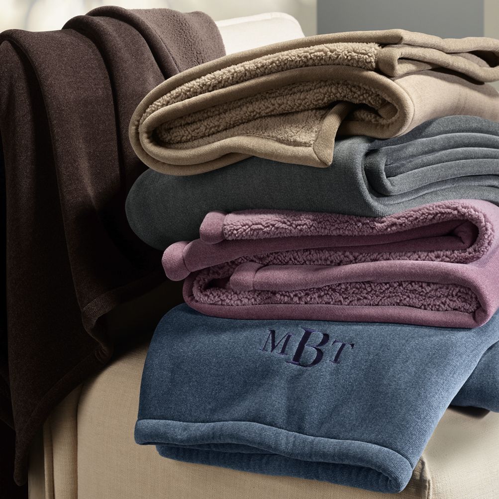 Chenille Sherpa Throw Blanket Lands' End