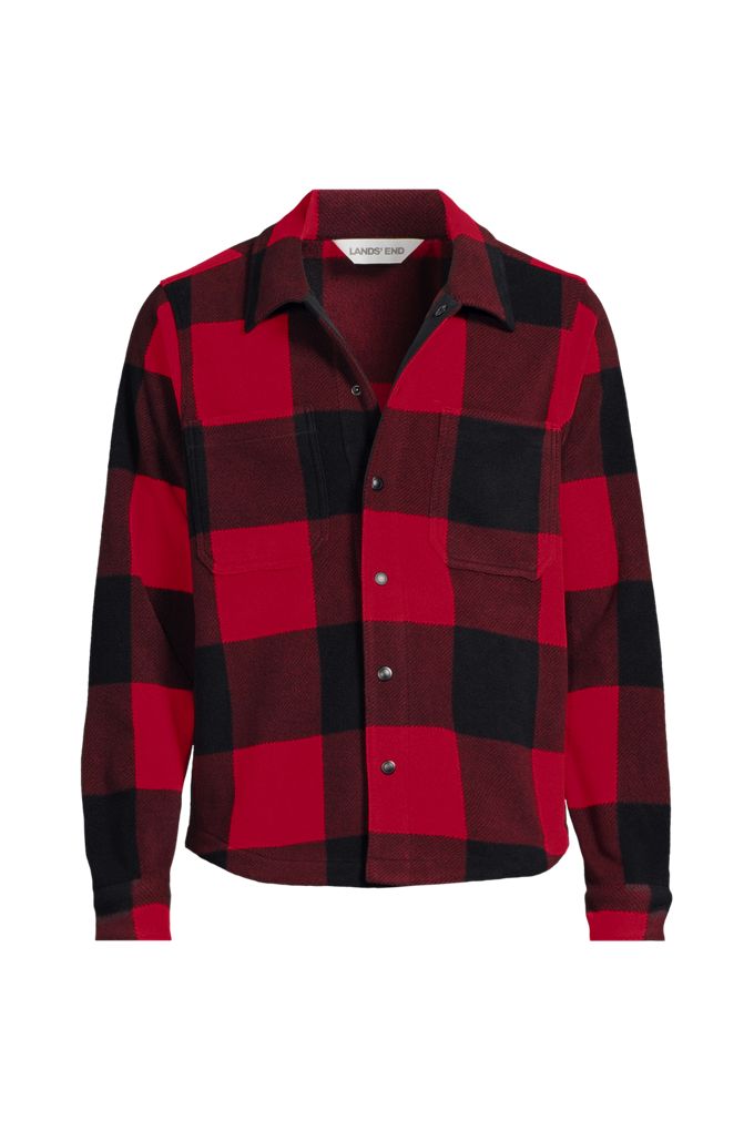 Men's Anyweather Fleece Shirt Jacket - Lands' End - Red - XL