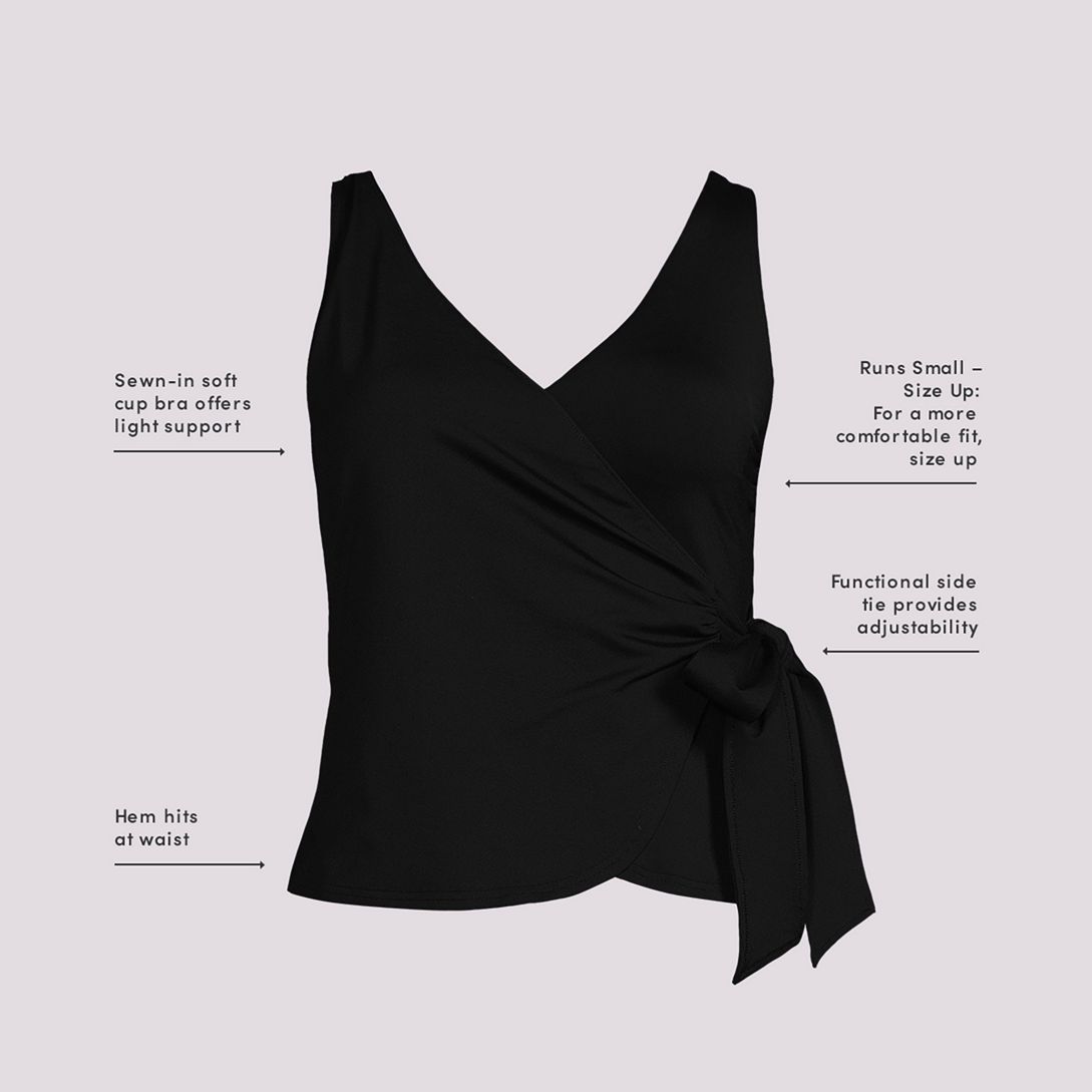Women's Chlorine Resistant Side Tie V-neck Tankini Swimsuit Top