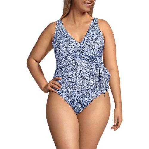  Lands' End Tankini-top Mit Seitlichem Bindeband, Damen, Größe:48 Plus, Weiß, Elasthan/polyester-mischung/nylon-mischung, By Lands' End 