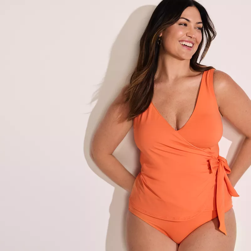 Women's Plus Size Side Tie Tankini Top, alternative image