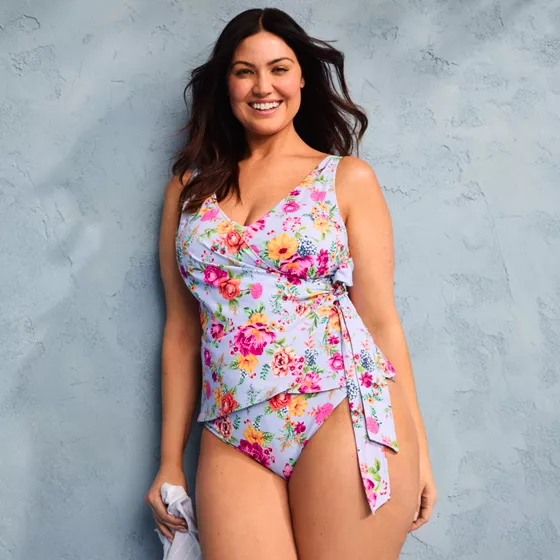 Women's Plus Size DD-Cup Side Tie Tankini Top - primary