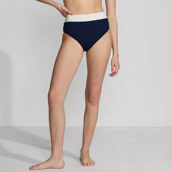 Women's Chlorine Resistant Reversible Ultra High Leg High Waisted Bikini Swim Bottoms - primary