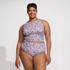 Women's Plus Size High Neck Racerback Midkini Top, Front
