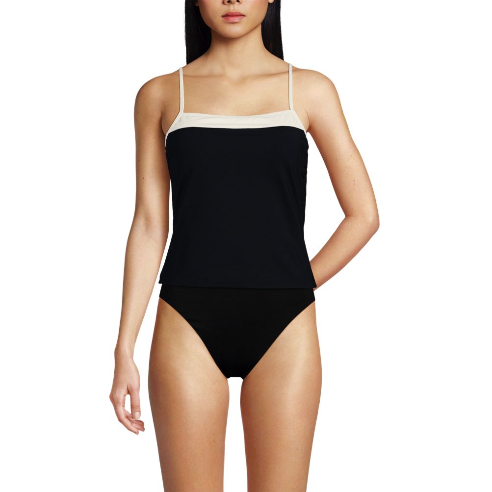 ★【CLANE】BACK OPEN CUP TANK ONE PIECE Women's Reversible Scoop Neck Tie Back Tankini Swimsuit Top