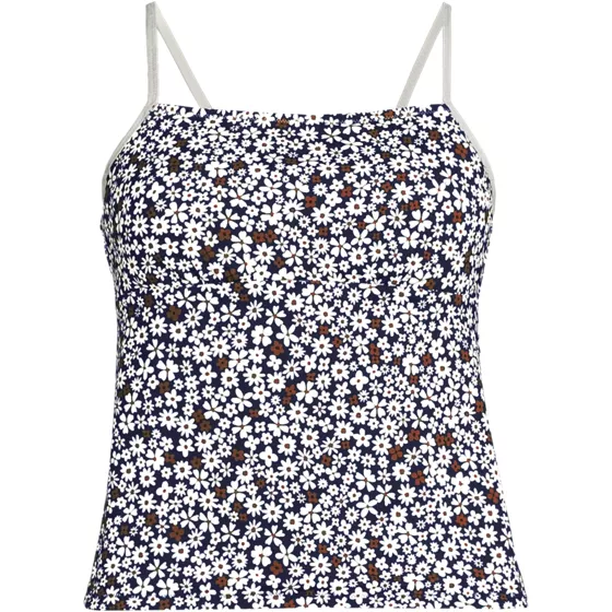 Women's Chlorine Resistant Reversible Scoop Neck Tie Back Tankini Swimsuit Top - primary