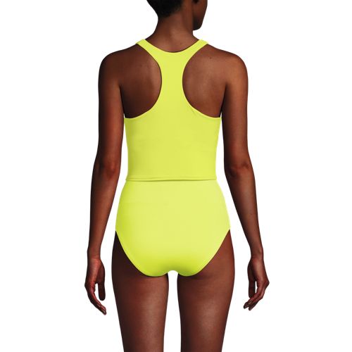 Women's Chlorine Resistant High Neck Racerback Midkini Swimsuit Top, Back