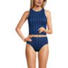 Women's Chlorine Resistant High Neck Racerback Midkini Tankini Swimsuit Top