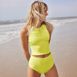 Women's Chlorine Resistant High Neck Racerback Midkini Swimsuit Top, alternative image