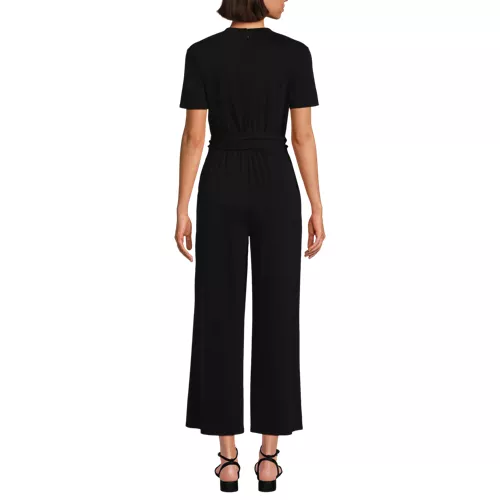 Women's Cupro Tie Waist Jumpsuit, Back