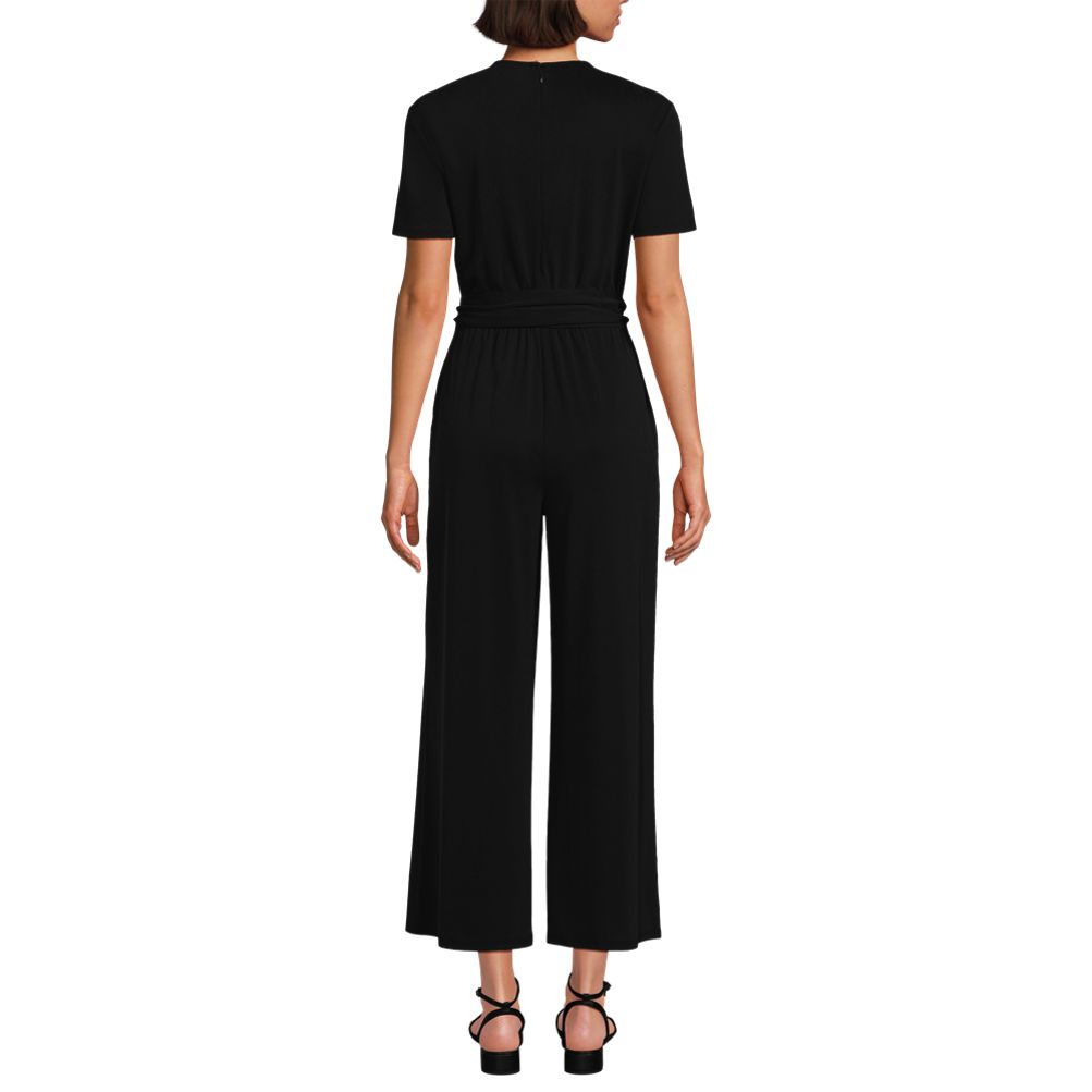 Women's Cupro Tie Waist Jumpsuit | Lands' End
