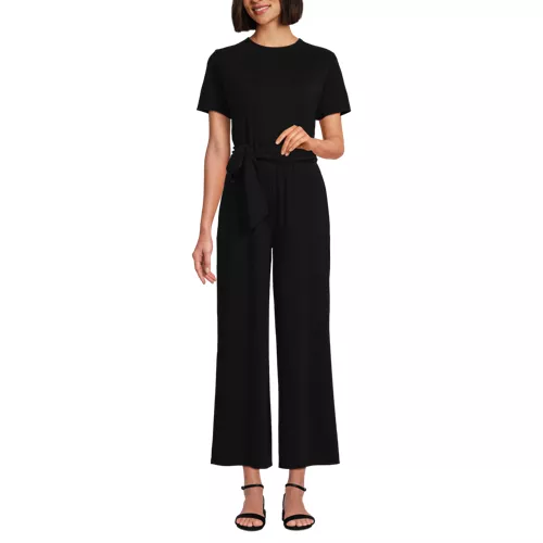 Women's Cupro Tie Waist Jumpsuit, Front