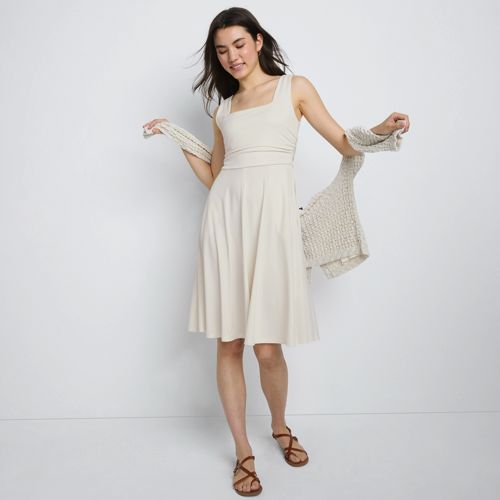 Women's Plus Size Cupro Fit and Flare Sleeveless Dress | Lands' End