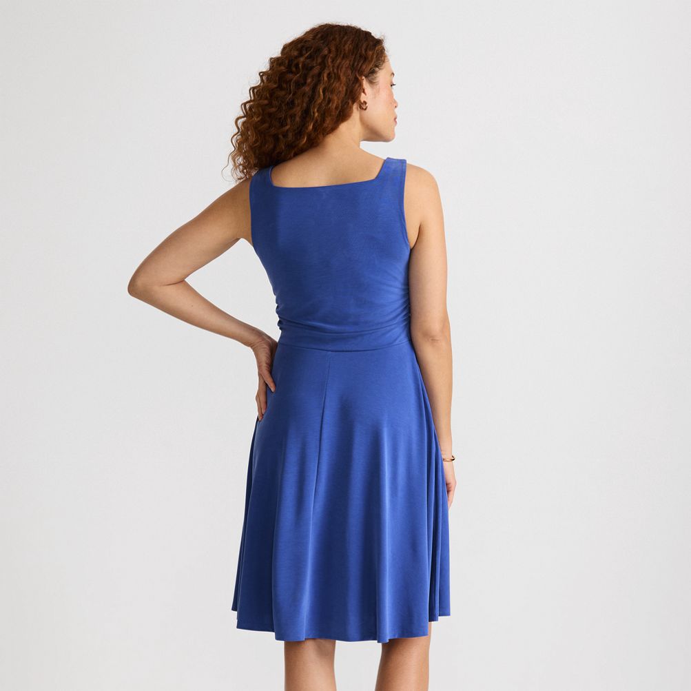 Women's Cupro Fit and Flare Sleeveless Dress | Lands' End