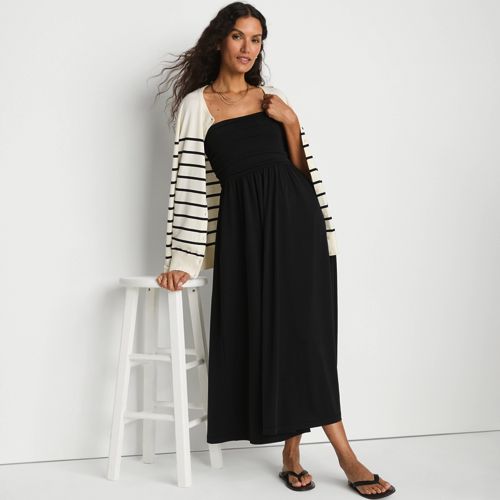 Women's Cupro Bandeau Maxi Dress with Removable Straps | Lands' End