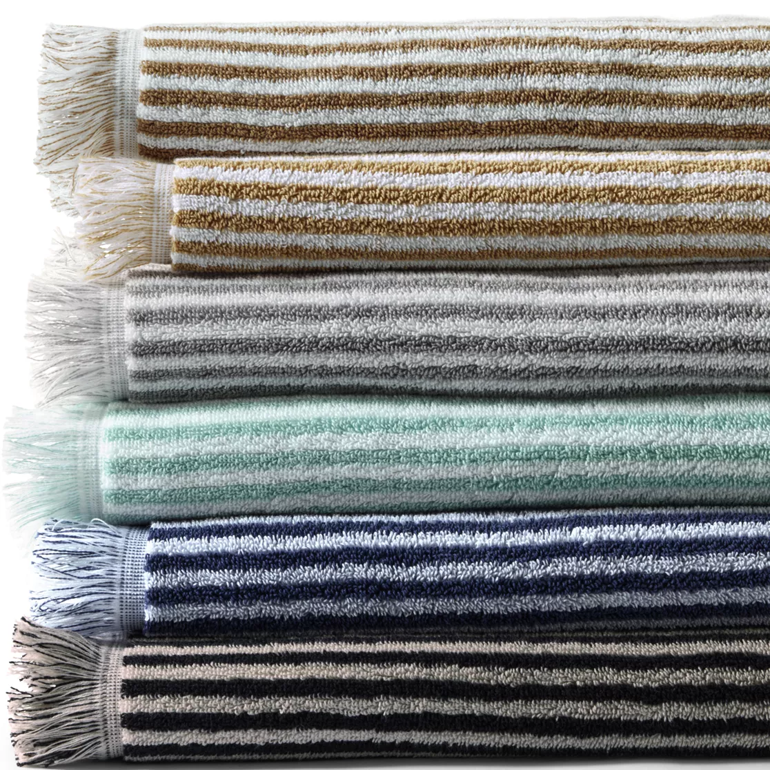 Cotton Yarn-dyed Stripe 6-Piece Bath Towel Set