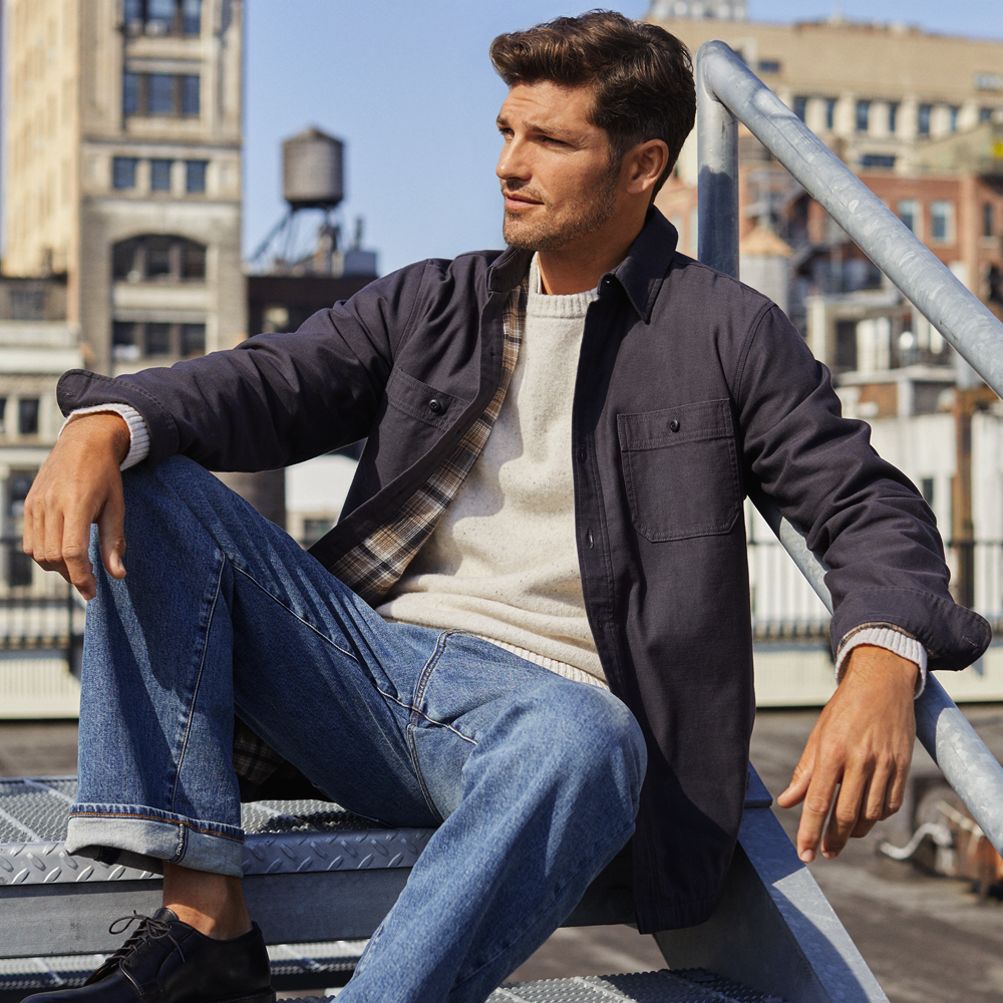 Men's Lined Waffle Shirt Jacket | Lands' End