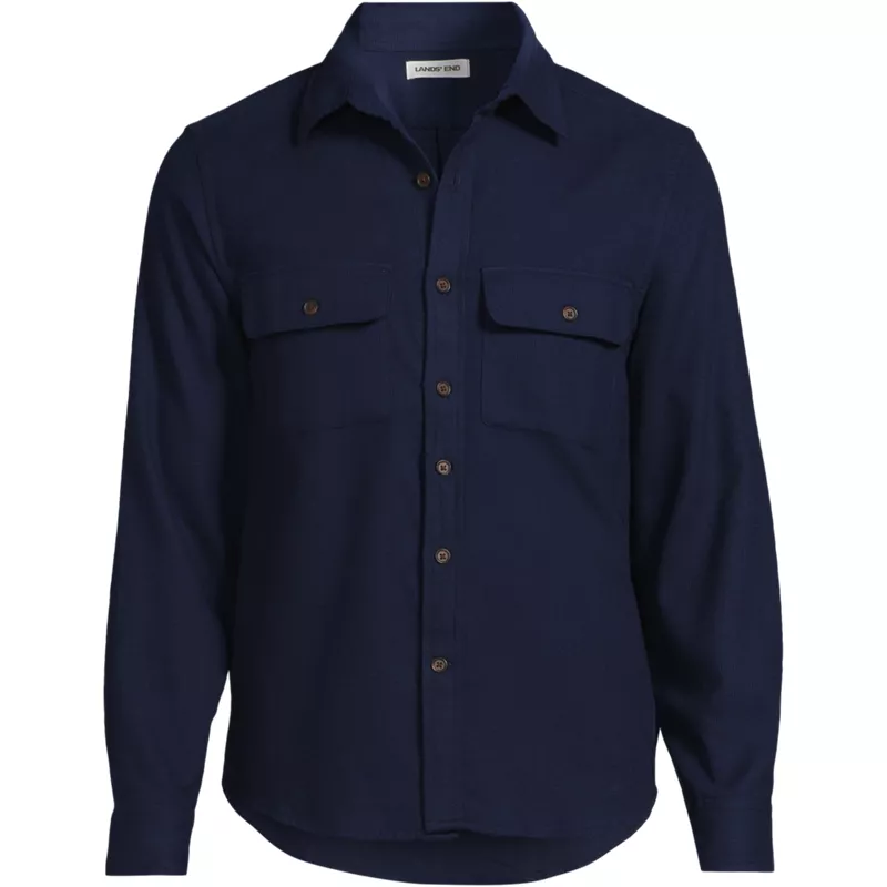 Men's Long Sleeve Cozy Woven Waffle Utility Shirt, Front