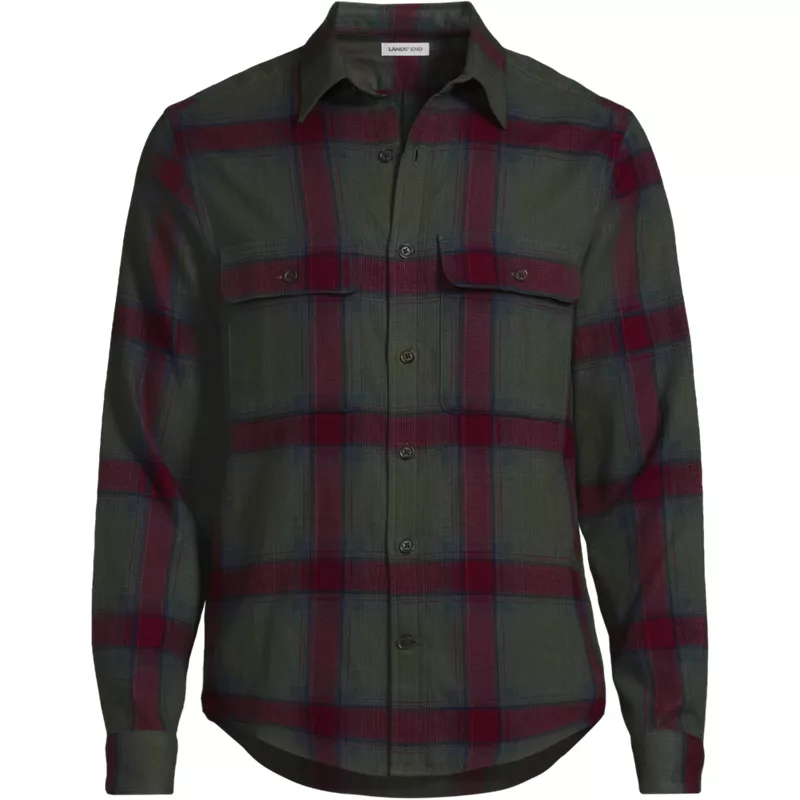 Men's Long Sleeve Cozy Woven Waffle Utility Shirt, Front