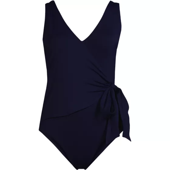Women's Plus Size Side Tie Wrap One Piece Swimsuit - primary