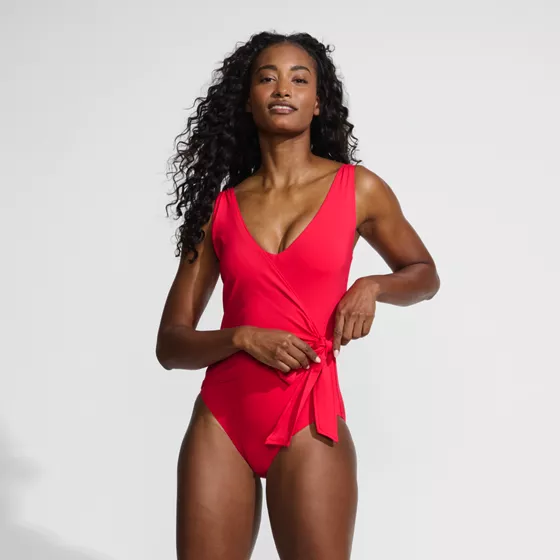 Women's Side Tie Wrap One Piece Swimsuit - primary